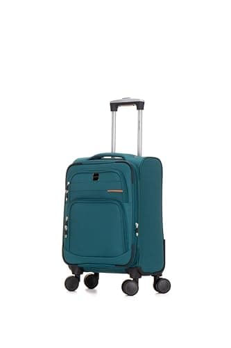 Image of Skylark Cabin Carry Suitcase 20" Lightweight 4 Wheels Spinner 3-Digit Combination Lock Soft Shell Luggage Hand Luggage Flight Bag for EasyJet Ryanair Birtish Airways and All Other Airlines 55x35x21