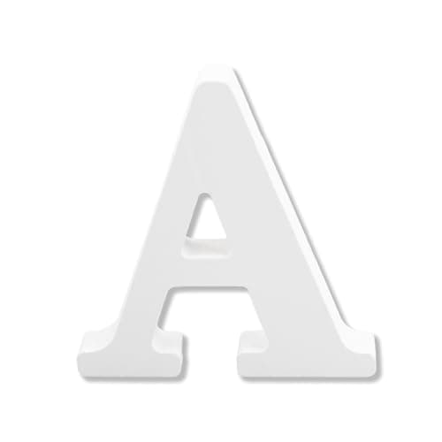 Image of Bojueshaw White Wooden Letters,4 Inch Standing Alphabet,DIY Paintable Letters for Arts & Crafts,Home Decor, Weddings & Parties(Letter A)