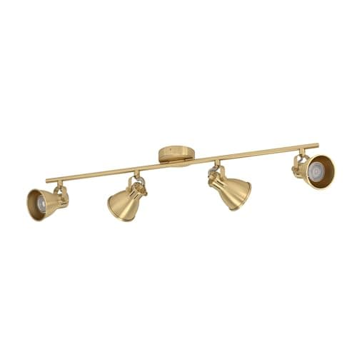 Image of Eglo LED Spotlight bar Seras, Ceiling Light Fitting with 4 Adjustable spot Lights, Living Room lamp Made of Brushed Brass and Golden Steel, Track Lighting with GU10 Light Bulbs, Warm White