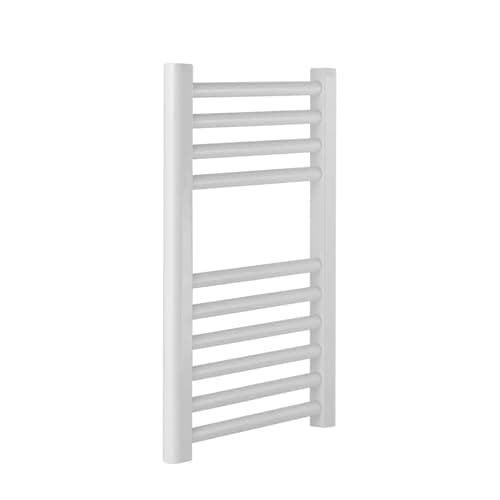 Image of Greened House Milano White Heated Towel Rail 400mm W x 600mm H Straight Central Heating Towel Radiator