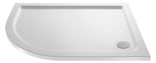 Image of Balterley 1200 x 800 mm Offset Quadrant Shower Tray Left Hand, Slimline Shower Trays, Durable Stone Resin Base Trays for Bathroom Enclosure Cubicle, Tray for Wetroom Showers (White)