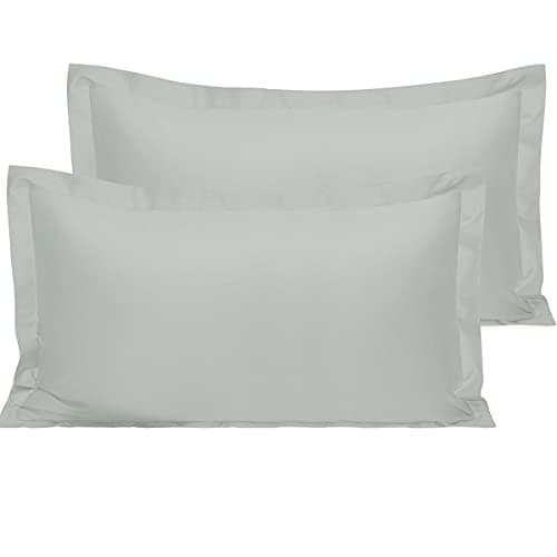 Image of NTBAY 2 Pack 500 Thread Count 100% Egyptian Cotton Oxford Pillowcases, Super Soft and Breathable Euro King Pillow Cases | Hotel Quality Pillow Shams, 50x90 cm, Light Grey