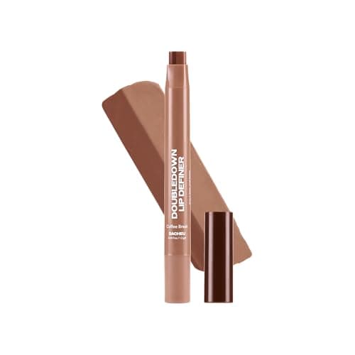 Image of Sacheu DoubleDown Lip Definer — 2-in-1 Lip Liner & Balm — Long-Lasting Korean Make Up Lipstick with Satin Finish, Avocado Oil & Vitamin E (Coffee Break)