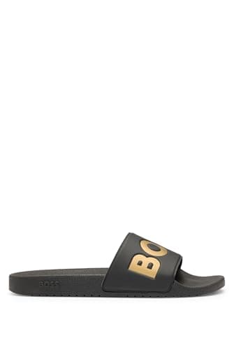 Image of BOSS Mens Aryeh Slid Italian-made slides with large logo detail Size 11