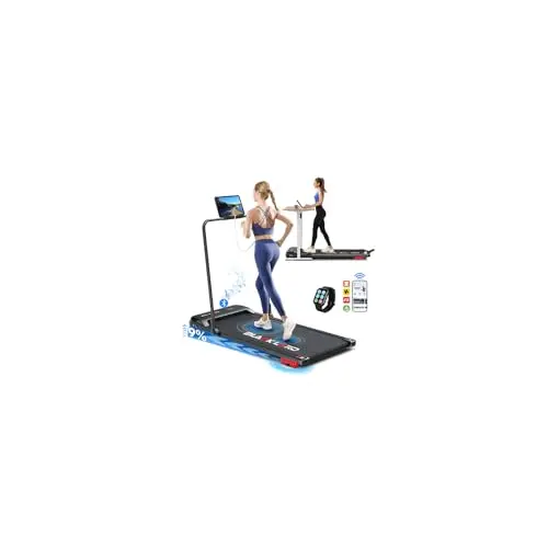 Image of BLACK LORD 3.2HP Portable Walking Pad with Handle, 9% Incline Foldable Under Desk Treadmills for Home, LED Display, 12 Programs, App/Wristband Control, for Walking/Jogging/Running, 140kg Load, 16KM/H