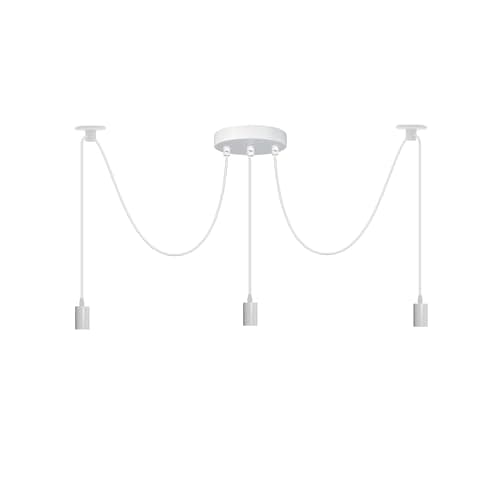 Image of LEDSone Modern 3 Head Spider Pendant Light White Metal Bulb Holder with Adjustable Cable E27 Base Hanging Chandelier Lamp for Living Room Restaurant Bar Hallway Hotel Coffee Shops