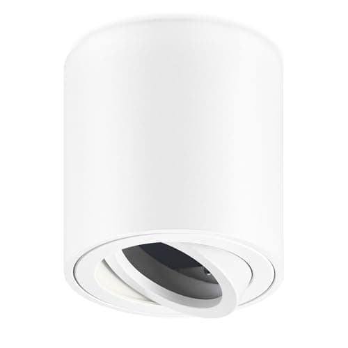Image of GeyouLux Round White Adjustable Surface Mounted Spotlight, GU10 230V, 600 Lumen, 8 x 8.4 cm, Indoor, Kitchen, Living Room, Dining Room