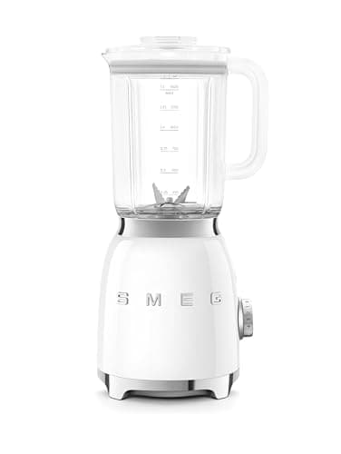 Image of Smeg BLF03WHUK Retro 50's Style Jug Blender with Stainless Steel Blades, 4 Speed Settings and 3 Pre-set Programs, 1.5 Litre, 800W, White