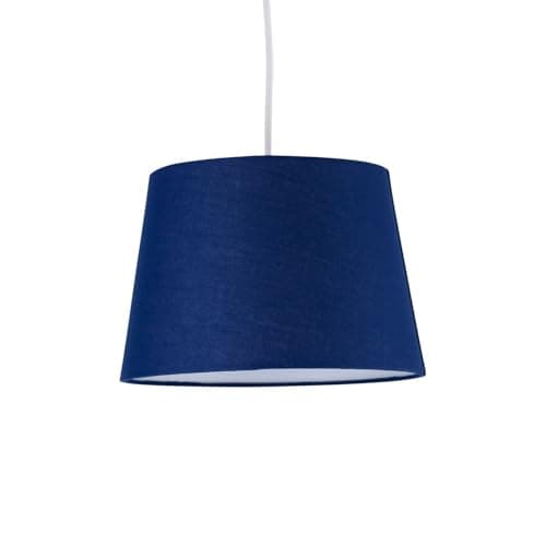 Image of firstchoicelighting Navy Blue Fabric Easy Fit Light Shade/Lampshade for Ceiling Light or Table Lamp, 23cm Diameter