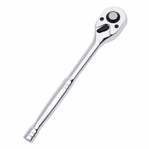 Image of KATSU 1/2 Inch Drive 72-Teeth Quick Release Reversible Ratchet Socket Wrench Handle, Chrome Vanadium Mirror Polished, Auto Repair Garage Mechanical Tool, 250mm 423908