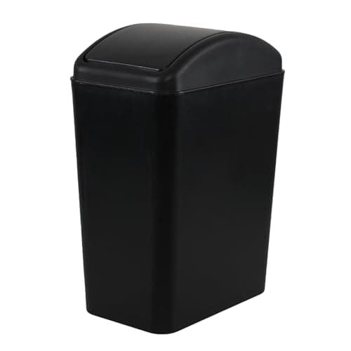 Image of Parlynies 15 L Plastic Kitchen Trash Can with Swing Lid, Slim Swing Lid Garbage Bin, Black