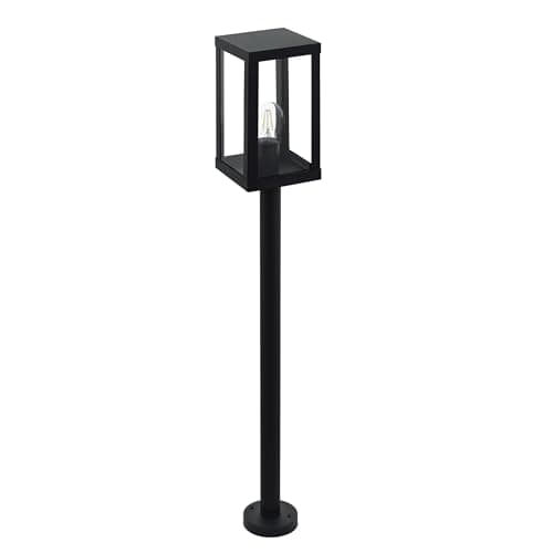 Image of Eglo Alamonte 1 Outdoor Lamppost, Black Glavanized Steel and Clear Glass Driveway Light, Electric Garden Lighting, E27 Socket, IP44
