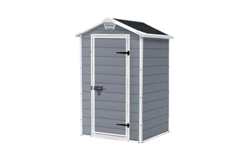 Image of Keter Manor Outdoor Garden Storage Shed, Grey, 4 x 3 ft