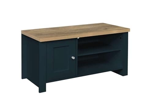 Image of Birlea Highgate Small TV Unit Navy Blue & Oak Effect