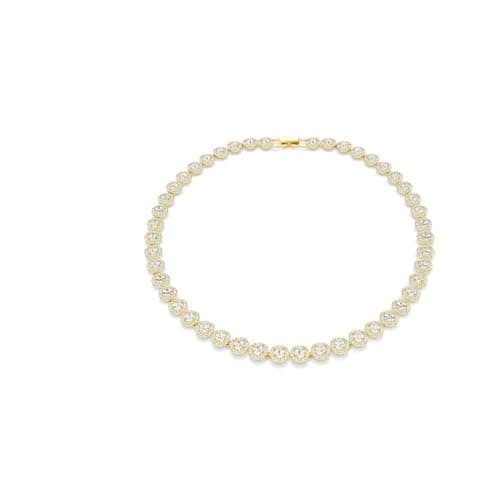 Image of Swarovski Una Angelic Tennis necklace, Round cut, White, Gold-tone plated