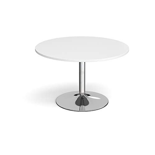 Image of Mr Office Trumpet base circular boardroom table - chrome frame, White, 1200