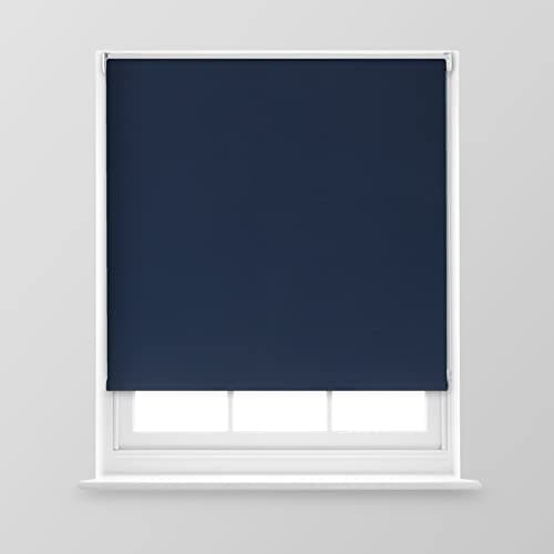 Image of A.Unique Home Premium Trimmable Thermal Blackout Roller Window Blind in a Variety of Colours and Sizes Ideal for any Room - 2FT - NAVY - 60cm (W) x 170cm (L) | 23.6" (W) x 66.9" (L)
