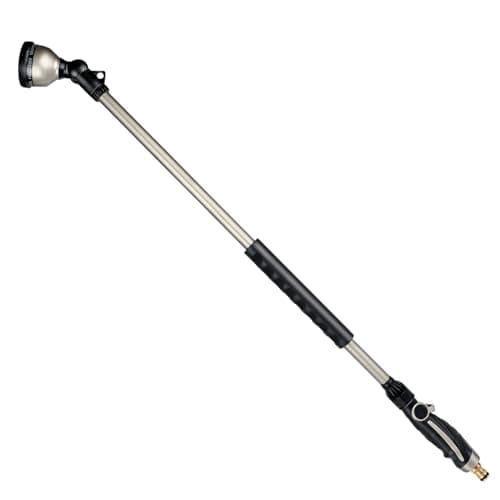 Image of RESTMO Watering Lance Heavy Duty, 94cm Metal Spray Lance | 180° Adjustable Ratcheting Head | 10 Spray Patterns Hose Wand, Perfect Garden Long Sprayer Gun to Water Hanging Baskets, Shrubs