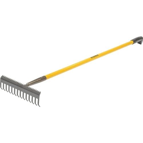 Image of Roughneck ROU68302 Sharp-Edge Soil Rake 350x1500mm/13¾x59", Black- Yellow