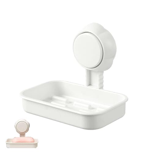 Image of 1 Pcs Suction Cup Shower Soap Holder Wall Mounted Max Hold 5KG Soap Dish Suction Sponge Holder Drill-Free Removable with Drainage White Plastic Soap Dish for Bathroom Kitchen