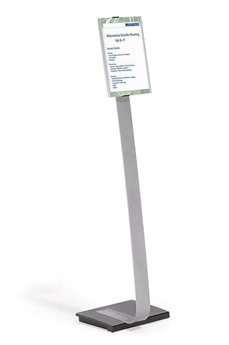 Image of Durable Info Sign A4 | Floor Standing Information Stand | 1.18m in Height | Silver | Ideal for Offices, Conferences, Exhibitions, etc.