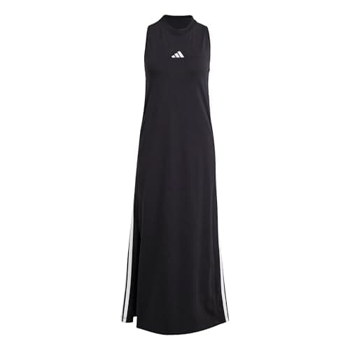 Image of adidas Women's Essentials 3-Stripes Long Racerback Dress, Black/White, M