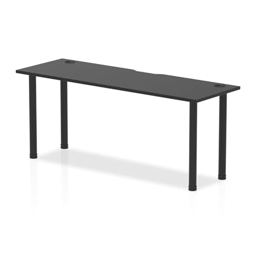 Image of Dynamic Office Solutions Impulse Black Series Straight Table with Cable Ports, 1800 x 600 mm
