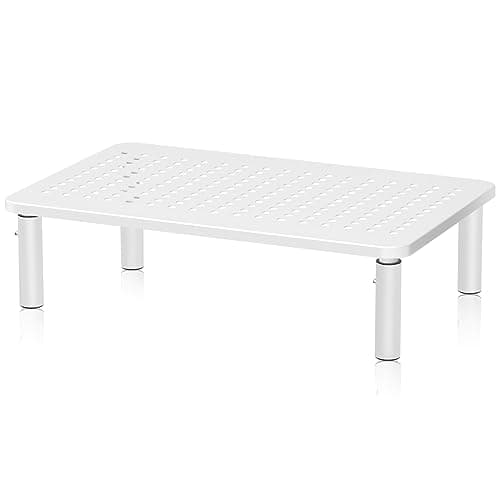 Image of suptek Computer Monitor Stand Riser White, Metal for Laptop, Printer, Notebook and All Flat Screen TV Display with Vented Platform, 3 Height Adjustable Riser MST003W