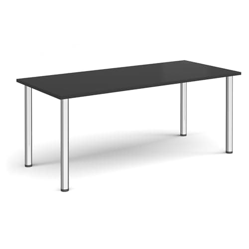Image of Mr Office Rectangular radial leg meeting table - chrome legs, Black, 1800