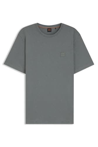 Image of BOSS Mens Tales Logo-Patch T-Shirt in Cotton Jersey