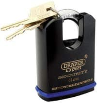 Image of Draper 64198 Expert 61mm Heavy Duty Padlock and 2 Keys with Shrouded Shackle