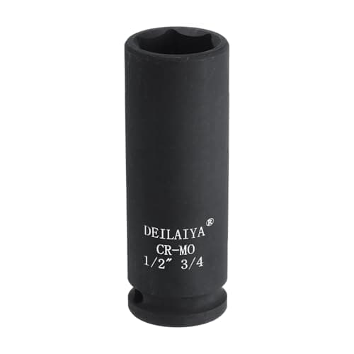 Image of sourcing map 3/4 Inch SAE Deep Impact Socket 1/2 Inch Drive 6 Point Design CR-MO Steel Nut Impact Grade Socket for Auto Repair