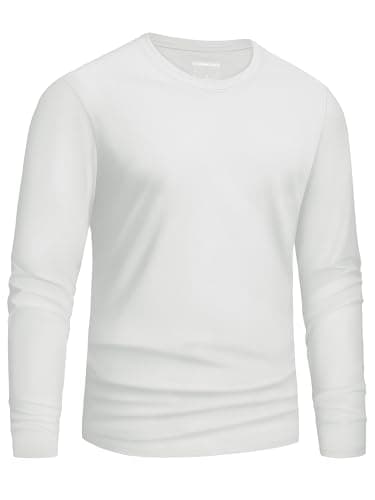 Image of Cavva Shirts for Men Adult Cotton Long Sleeve White T Shirt Casual Comfortable Tees Solid Classic Soft Tops Summer 3XL