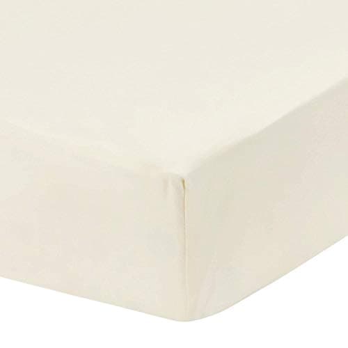 Image of Dudu N Girlie Space Saver Cot Fitted Sheet – 100 x 50 cm | Mini Cot Jersey Cotton | Hypoallergenic, Breathable, Elasticated (Single Pack, Cream)