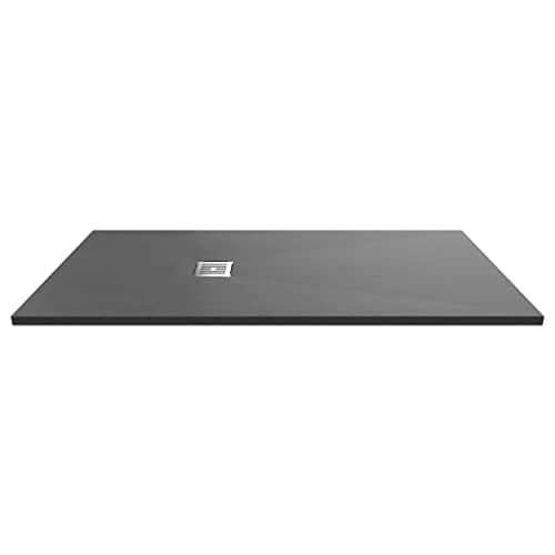 Image of nuie NLT71063 Modern Bathroom Slimline Rectangular Shower Tray - Grill Not Included, 800mm x 1700mm, Slate Grey