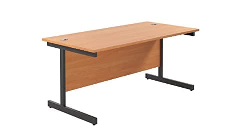 Image of Office Hippo Heavy Duty Rectangular Cantilever Office Desk, Beech Top/Black Frame, 180x80 cm