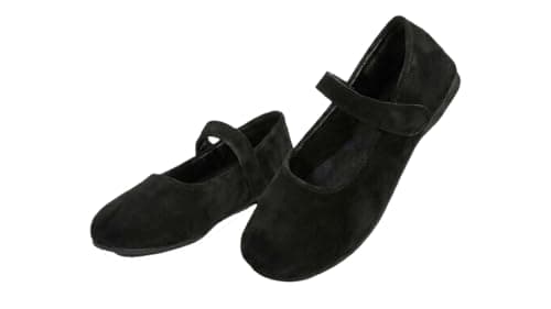 Image of Orthopedic Suede Ballet Mary Jane Flats for Women, Comfortable Wide Toe Box Leopard Print Fall Slip on Maryjane Shoe (Black,6)