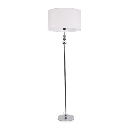 Image of ValueLights | Silver Chrome Stacked Ball Single Stem Standing Floor Lamp with White Drum Shade | Floor Lamps & Torchieres, Home Décor & Improvement Essential