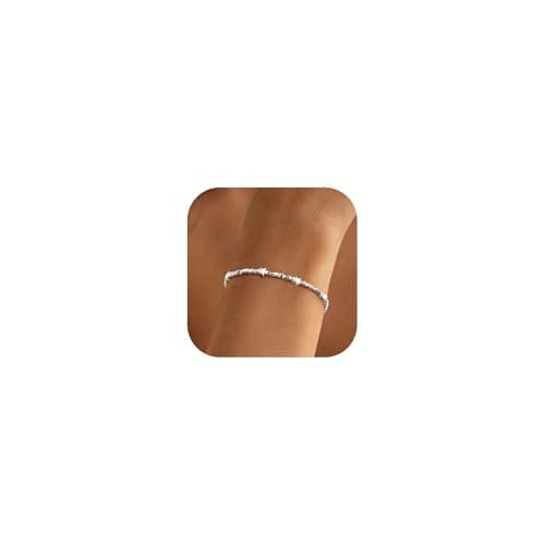 Image of Seleneva Silver Trendy Bracelets fo Women Girls,Dainty Adjustable Charm Bracelet Gifts to Her Christmas Birthday Presents Daily Outfits Ladies' Jewellery (star)