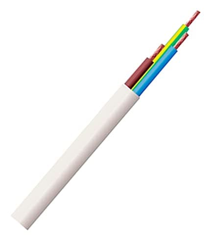 Image of Merriway BH01455 3-Core Round Flex Cable, 2183Y 0.75mm White, 5 Metres (16.5 feet)