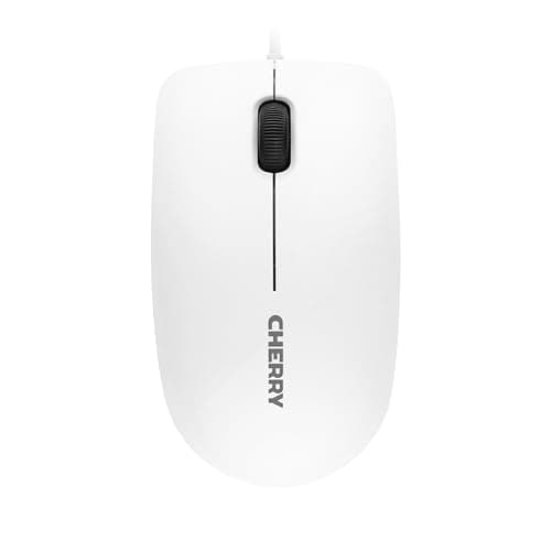 Image of CHERRY MC 1000, Wired Office Mouse, Optical Sensor (1,200 dpi), 3 Buttons, Symmetrical Design for Left and Right-Handers, GS Certification, White-Grey