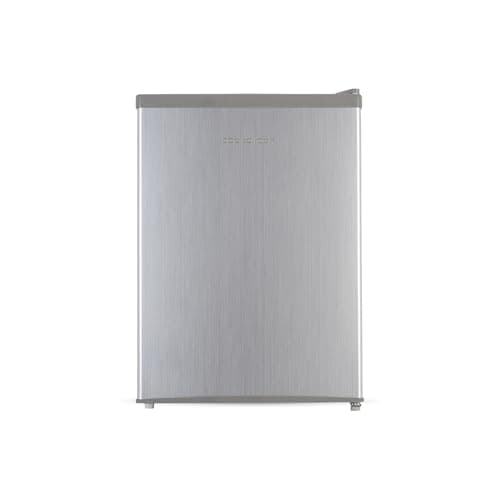 Image of Cookology MFR67SS Small Table Top Mini Fridge in Silver - 67 Litre Capacity - For Counter Tops - Reversible Door - Adjustable Temperature Control & Legs - With Chiller Box