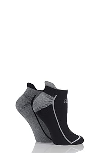 Image of ELLE Ladies Sports Trainer Socks Pack of 2 Black 4-8