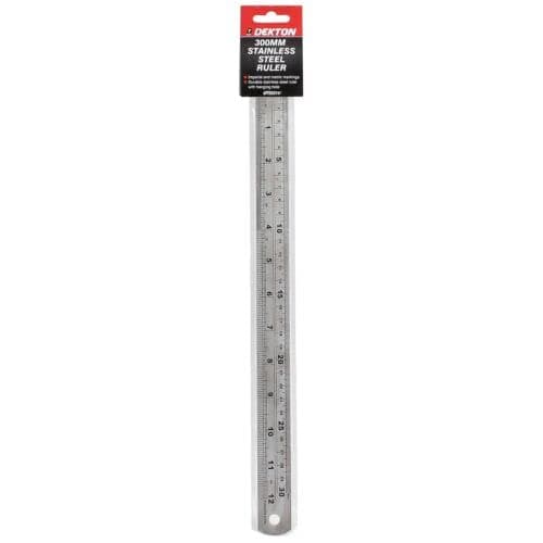 Image of Stainless Steel Ruler 300mm Long Measure Rule Imperial & Metric Markings Dekton
