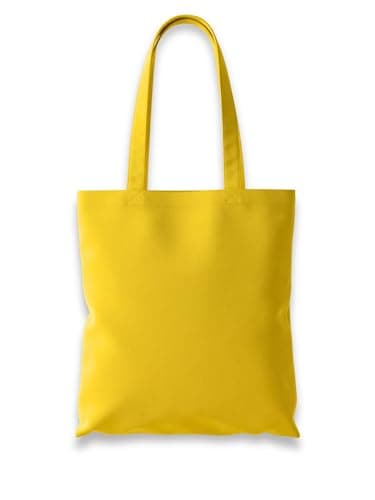 Image of Wonky Line Premium Cotton Tote Bag, Eco-Friendly Shopping Bag, 100% Cotton Canvas, Reusable Grocery Cloth Bag, Extra Strong Long Handle Double Stitched Ideal for Printing (Mustard Yellow)