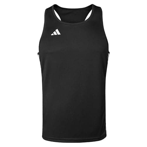 Image of adidas Base Punch Boxing Vests - XL, Black - Sleeveless Gym Vest, Made of Lightweight Polyester, Stretchable & Quick-Drying Vest for Workout, Sparring, Training, and Contact Sports
