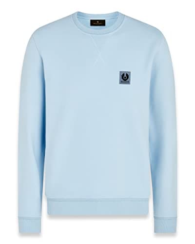 Image of Belstaff Mens Chest Patch Cotton Fleece Sweatshirt XL Sky Blue