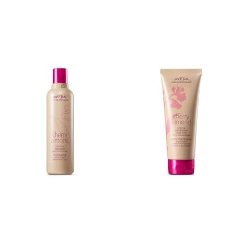 Image of Aveda Cherry Almond Softening Shampoo & Conditioner Duo for Normal to Dry Hair | with Coconut Oil & Shea Butter | Silicone Free | for All Hair Types