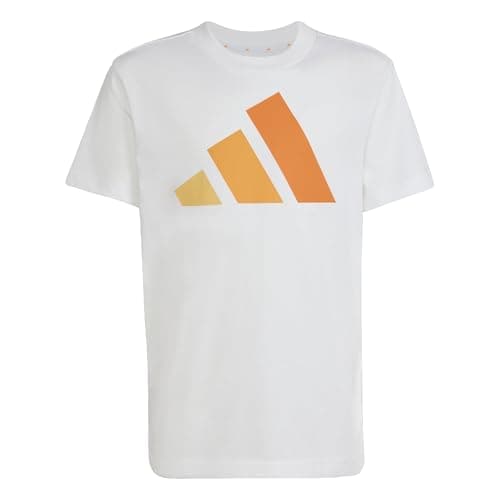 Image of adidas Unisex Kids Essentials Big Logo T-Shirt, White/Semi Ice Tangerine/Pure Tangerine/Pure Orange, 13-14 Years