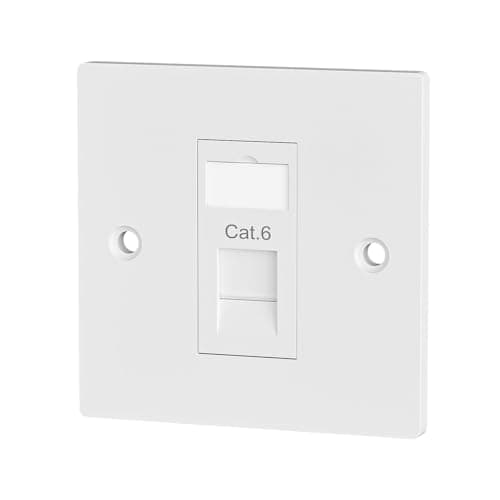 Image of iwillink 1 Port RJ45 Socket Faceplate Wall Plate, Cat6 Single Port Ethernet Cable Networking Socket Box with Keystone Jack, Compatible with Cat5/Cat5e/Cat6 Cables, 1 Pack